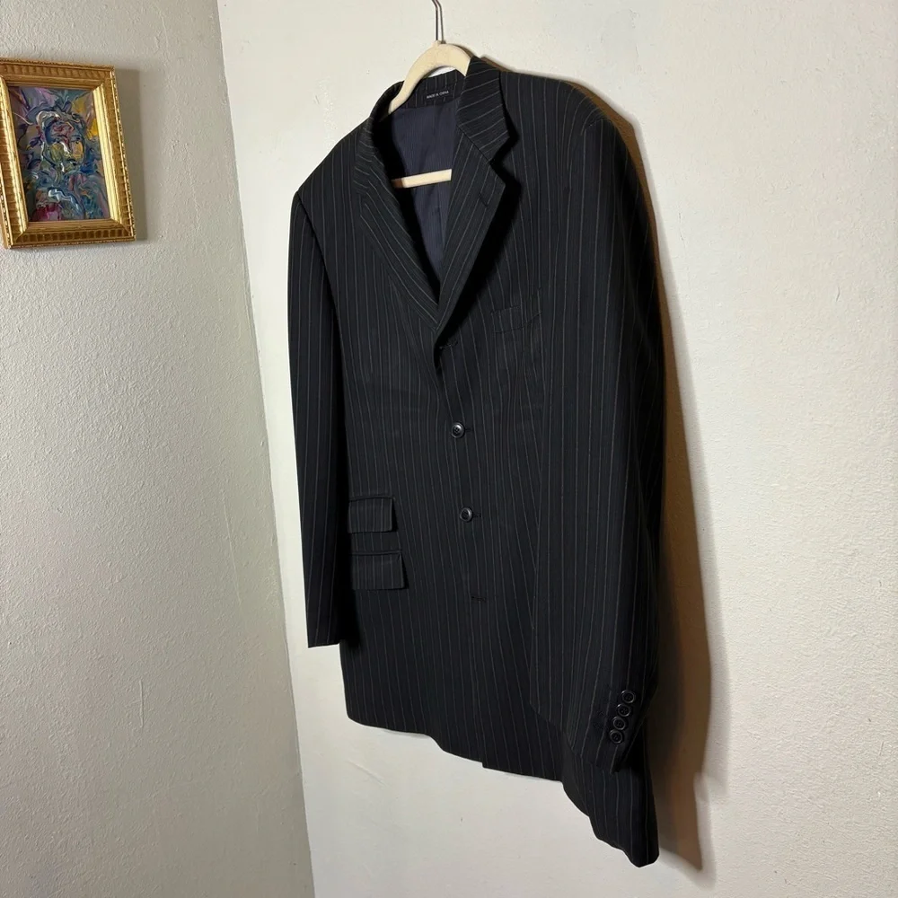 Giorgio Ferraro Classic Black Pinstripe Men's Blazer Size 44R